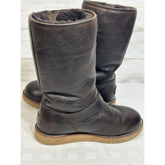 UGG AUSTRALIA BOOT KENSINGTON II BROWN LEATHER 1004144 WOMEN'S SIZE US 8 Calf - Picture 6 of 16